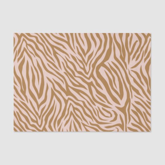 Neutral Brown Zebra Animal Stripe Decoupage 薄葉紙 (正面)