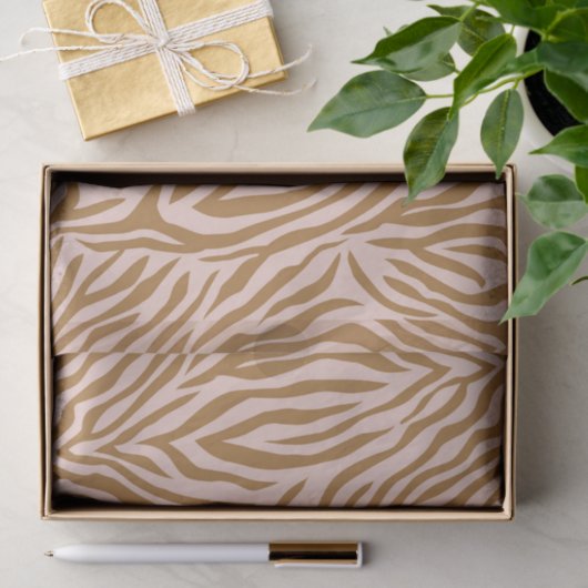 Neutral Brown Zebra Animal Stripe Decoupage 薄葉紙 (ギフト)