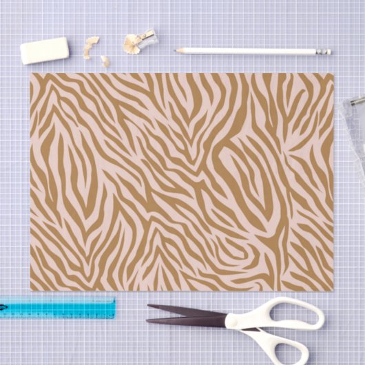 Neutral Brown Zebra Animal Stripe Decoupage 薄葉紙 (クラフト)