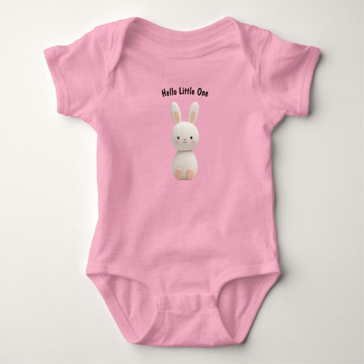 Neutral Bunny Baby Bodysuit – Newborn Gift ベビーボディスーツ (正面)