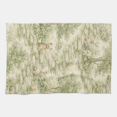 Neutral Bunny Bear Picnic Floral Garden (1) キッチンタオル (横)