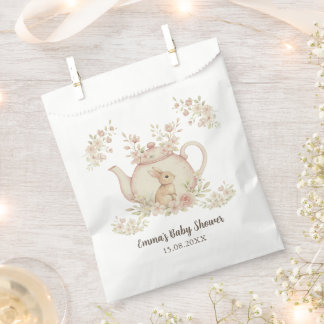 Neutral Bunny & Floral Teapot Baby Shower  フェイバーバッグ