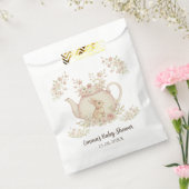 Neutral Bunny & Floral Teapot Baby Shower  フェイバーバッグ (封をした状態)