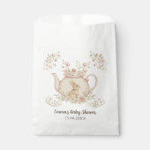 Neutral Bunny & Floral Teapot Baby Shower  フェイバーバッグ (正面)