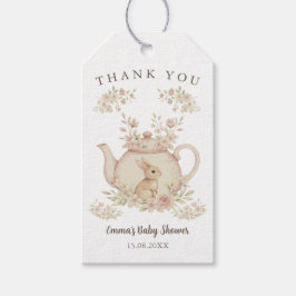 Neutral Bunny Tea Party Baby Shower Thank You ギフトタグ
