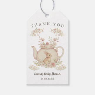 Neutral Bunny Tea Party Baby Shower Thank You  ギフトタグ