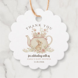Neutral Bunny Tea Party Baby Shower Thank You フェイバータグ