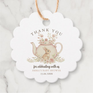Neutral Bunny Tea Party Baby Shower Thank You  フェイバータグ