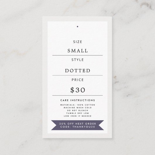 Neutral Castle Pre-Made Logo Kids Clothing Hang Ta 名刺 (裏面)