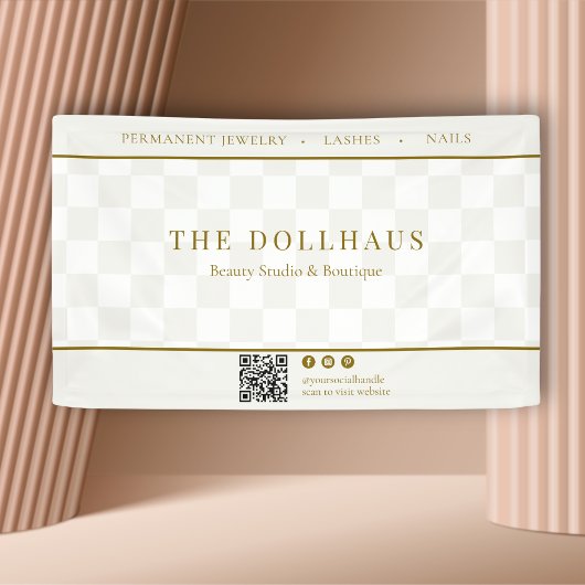 Neutral Checkerboard Business QR Event Display 横断幕