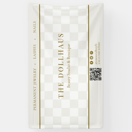 Neutral Checkerboard Business QR Event Display 横断幕 (縦)