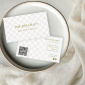 Neutral Checkered QR Code Modern Social Media 名刺