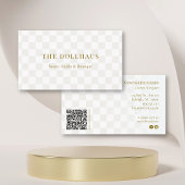Neutral Checkered QR Code Modern Social Media 名刺