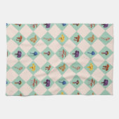 Neutral checks with assorted fungi キッチンタオル (横)