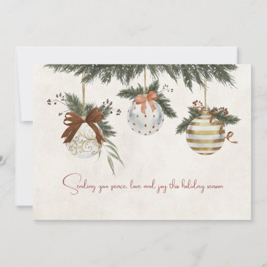 Neutral Christmas Card with Ornaments シーズンカード (正面)