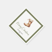 Neutral Christmas Tree Elegant Family Name Napkins スタンダードカクテルナプキン (角)