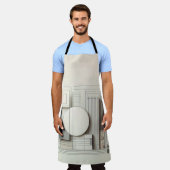 Neutral Circle Grid  エプロン (着用した状態)