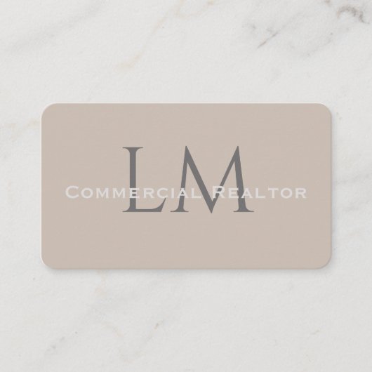 Neutral Classic Taupe Monogram Business Card 名刺 (正面)