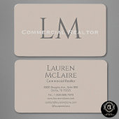 Neutral Classic Taupe Monogram Business Card 名刺