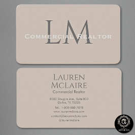 Neutral Classic Taupe Monogram Business Card 名刺
