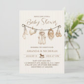 Neutral Clothes Baby Shower Striped 招待状 (スタンド正面)