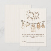 Neutral Clothesline Baby Shower Diaper Raffle エンクロージャーカード (正面/裏面)