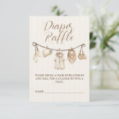 Neutral Clothesline Baby Shower Diaper Raffle エンクロージャーカード (スタンド正面)
