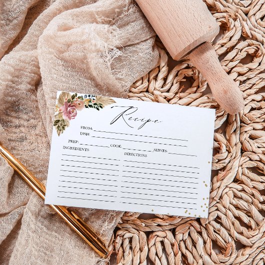 Neutral Colors Boho Bridal Shower Recipe Cards 招待状