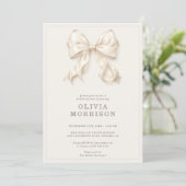 Neutral Coquette Bow Bridal Shower 招待状 (スタンド正面)