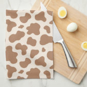 Neutral Cow Print Western Cowboy Beige Brown キッチンタオル (四つ折り)