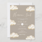 Neutral Cream Cloud Heaven Sent Baby Shower Party 招待状 (正面)
