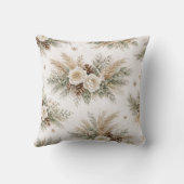 Neutral Cream Rose Winter Pine Bouquet クッション (裏面)
