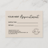 Neutral Custom Salon Minimalist Modern Beauty 予約カード (正面)