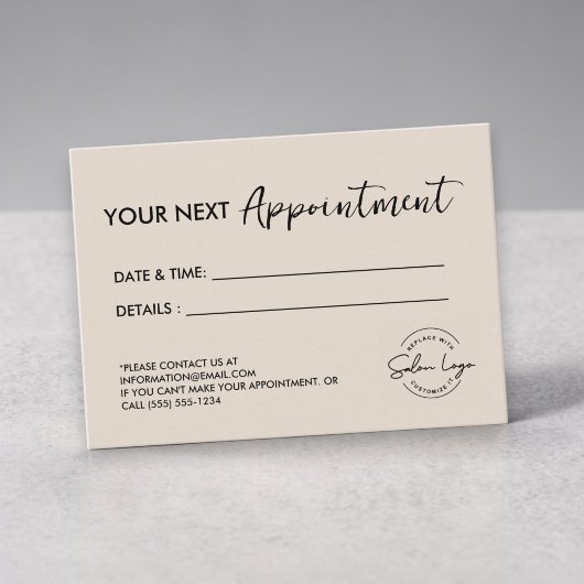 Neutral Custom Salon Minimalist Modern Beauty 予約カード