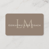 Neutral Dark Taupe Monogram Business Card 名刺 (正面)