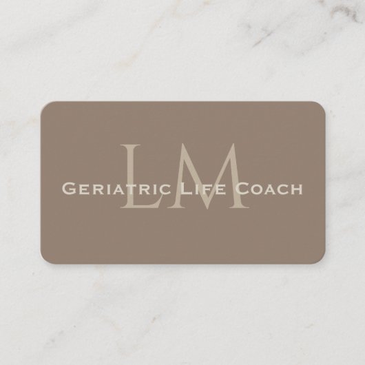Neutral Dark Taupe Monogram Business Card 名刺 (正面)