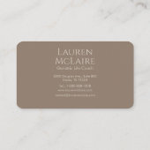 Neutral Dark Taupe Monogram Business Card 名刺 (裏面)