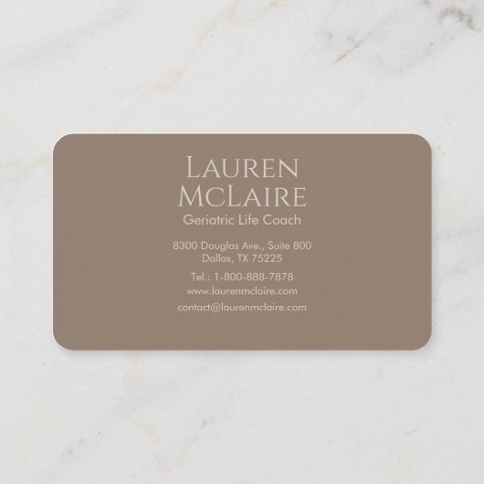 Neutral Dark Taupe Monogram Business Card 名刺 (裏面)