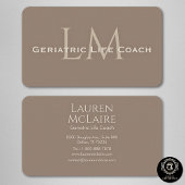 Neutral Dark Taupe Monogram Business Card 名刺