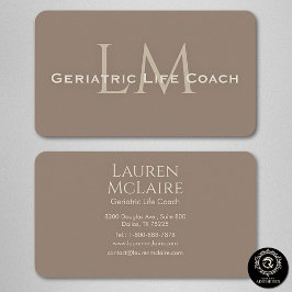Neutral Dark Taupe Monogram Business Card 名刺