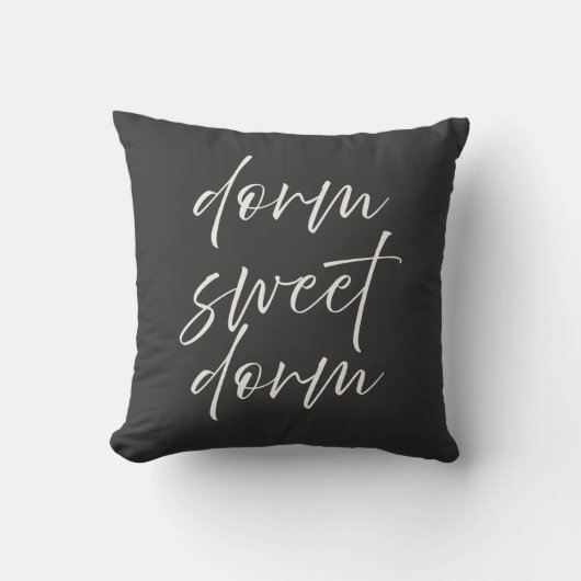 Neutral “Dorm Sweet Dorm” Pillow | Ivory & Gray クッション (正面)
