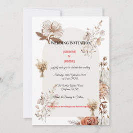 Neutral Earth Tone Wedding Card 招待状