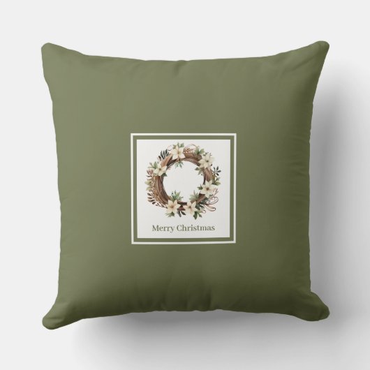 Neutral Earthy Christmas Pillow Gift for Her クッション (裏面)