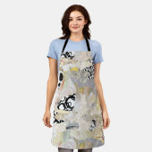 Neutral Elegant Abstract Collage Design エプロン (着用した状態)
