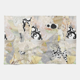 Neutral Elegant Abstract Collage Design キッチンタオル