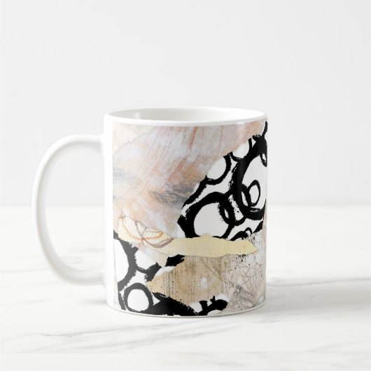 Neutral Elegant Abstract Collage Design コーヒーマグカップ (左)