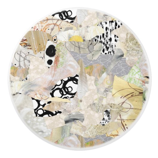 Neutral Elegant Abstract Collage Design セラミックノブ (正面)