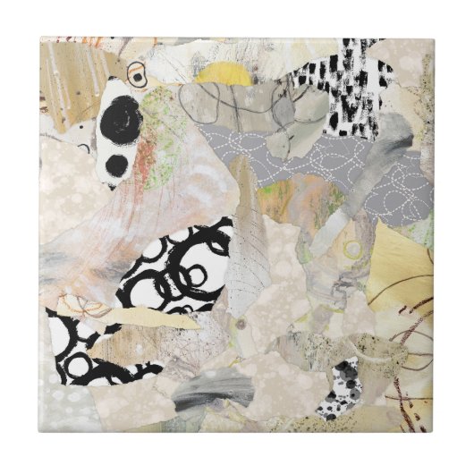 Neutral Elegant Abstract Collage Design タイル (正面)