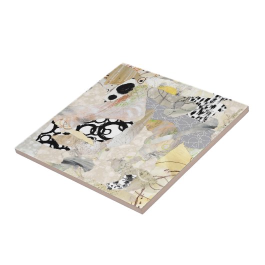 Neutral Elegant Abstract Collage Design タイル (側面)