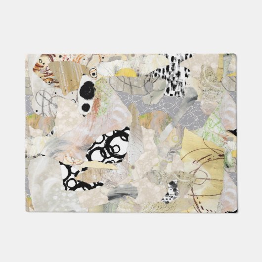 Neutral Elegant Abstract Collage Design ドアマット (正面)